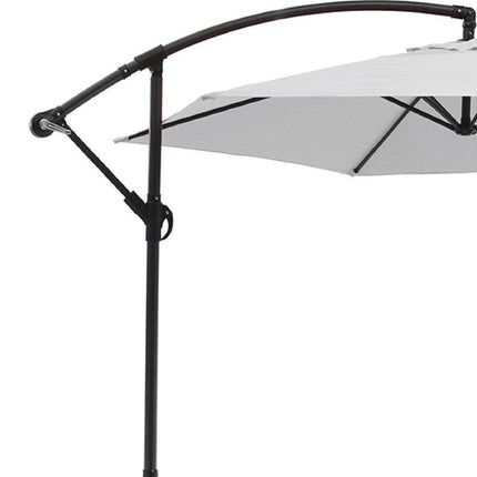 97" White Polyester Hexagonal Cantilever Patio Umbrella with Stand