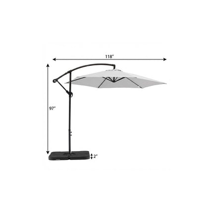 97" White Polyester Hexagonal Cantilever Patio Umbrella with Stand