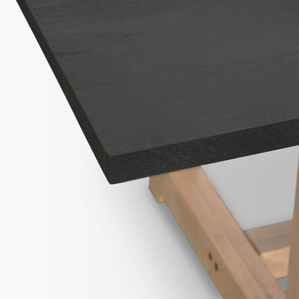 96" Black and Brown Solid Wood Double Pedestal Base Dining Table