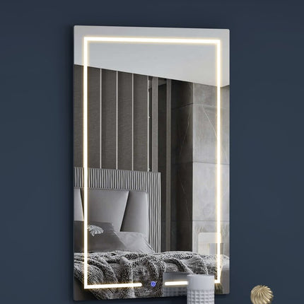 47" Clear Lighted Wall Mounted And Dresser Mount Frameless Accent Mirror