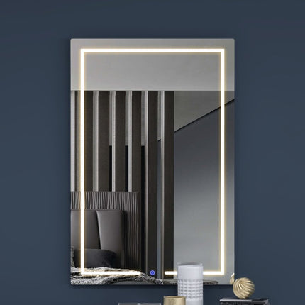 47" Clear Lighted Wall Mounted And Dresser Mount Frameless Accent Mirror