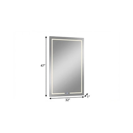 47" Clear Lighted Wall Mounted And Dresser Mount Frameless Accent Mirror