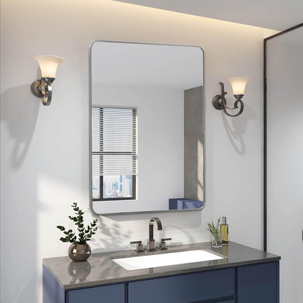 36" Silver Aluminum Framed Accent Mirror