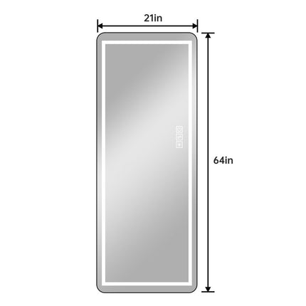 64" Black Aluminum Lighted Freestanding And Wall Mounted Framed Full Length Mirror