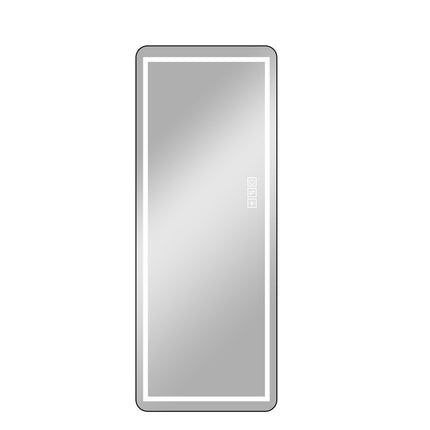 64" Black Aluminum Lighted Freestanding And Wall Mounted Framed Full Length Mirror