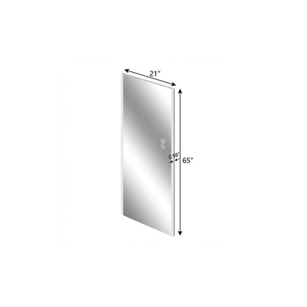 65" Silver Lighted Wall Mounted And Leaning Frameless Full Length Hanging Mirror
