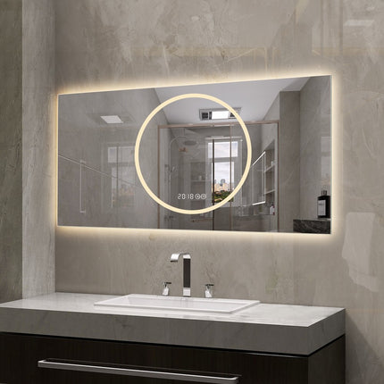 24" Silver Lighted Frameless Bathroom Vanity Mirror