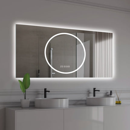 24" Silver Lighted Frameless Bathroom Vanity Mirror