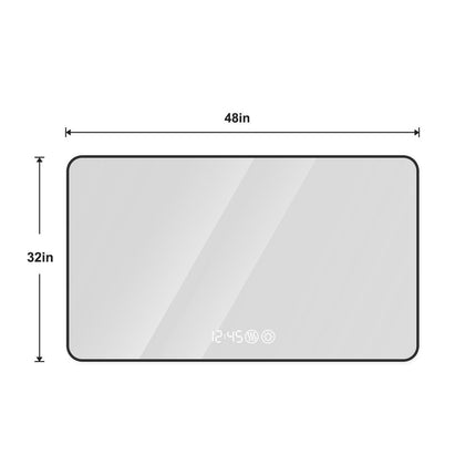 32" Black Aluminum Lighted Framed Bathroom Vanity Mirror