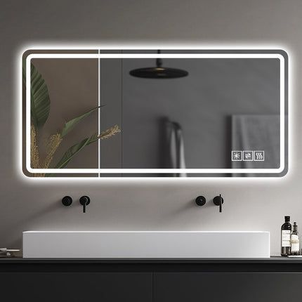 28" Silver Lighted Frameless Bathroom Vanity Mirror