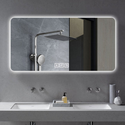28" Silver Lighted Frameless Bathroom Vanity Mirror