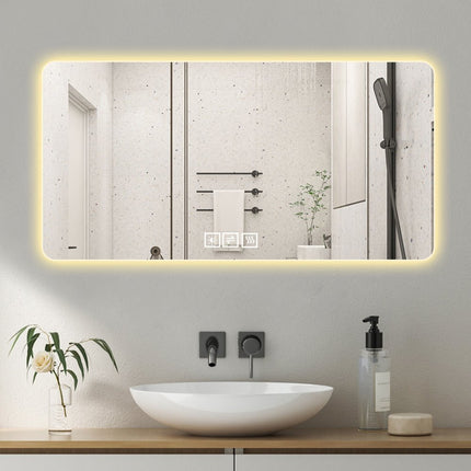 24" Silver Lighted Frameless Bathroom Vanity Mirror