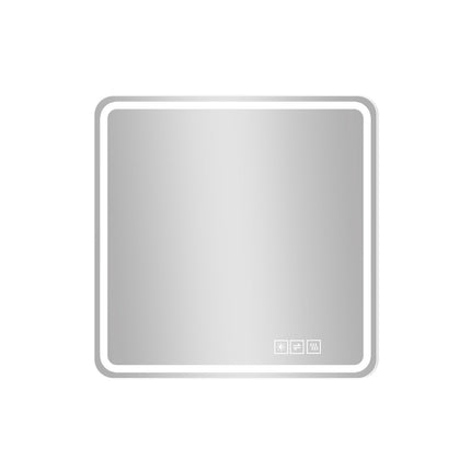 36" Silver Square Lighted Frameless Bathroom Vanity Mirror