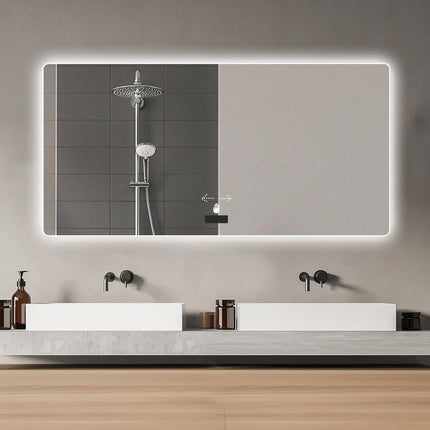 32" Silver Lighted Frameless Bathroom Vanity Mirror