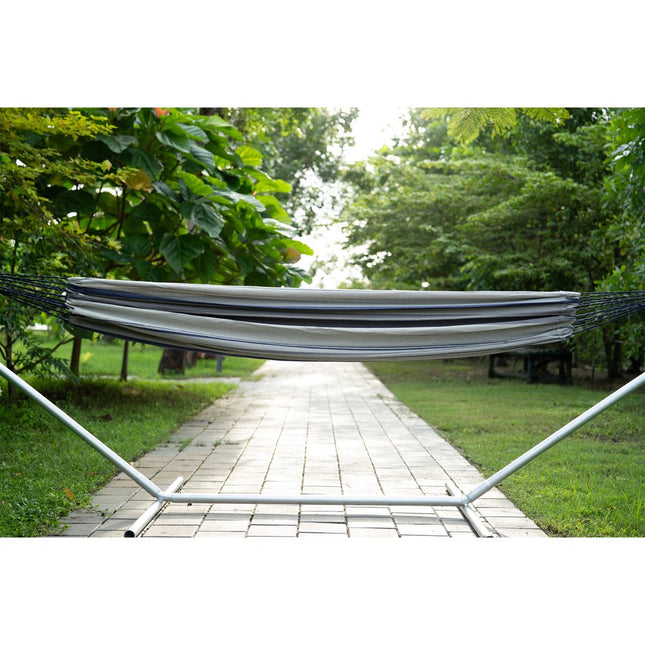 Gray Striped Single Spreader Bar Hammock