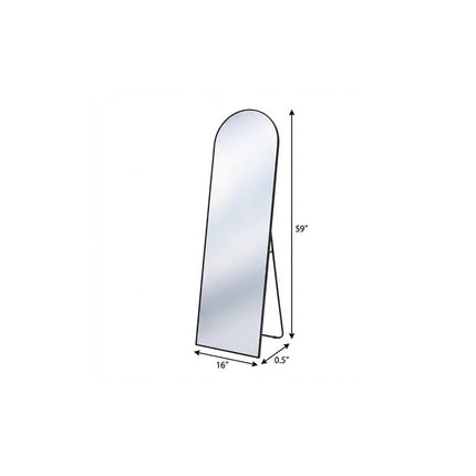 59" Black Aluminum Arch Freestanding And Wall Mounted Framed Full Length Mirror