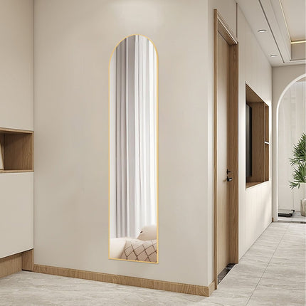 59" Gold Aluminum Arch Freestanding And Wall Mounted Framed Full Length Mirror