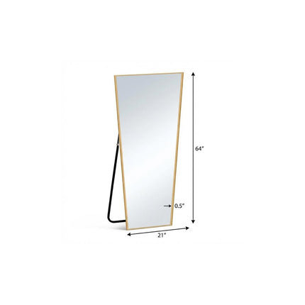 64" Gold Aluminum Freestanding And Wall Mounted Framed Full Length Mirror