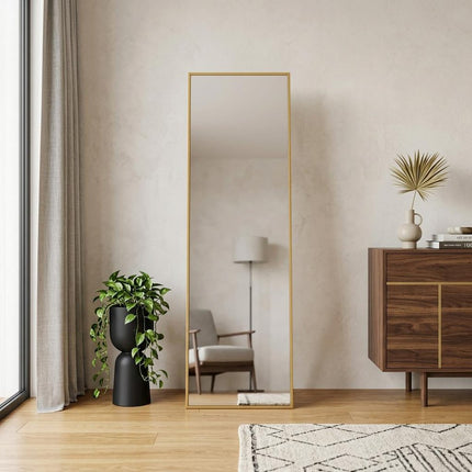 70" Gold Aluminum Freestanding Framed Full Length Mirror