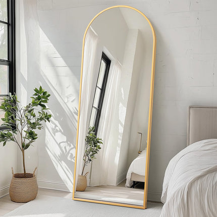 70" Gold Aluminum Arch Freestanding Framed Full Length Mirror
