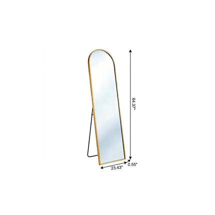 64" Gold Aluminum Arch Freestanding And Wall Mounted Framed Full Length Mirror