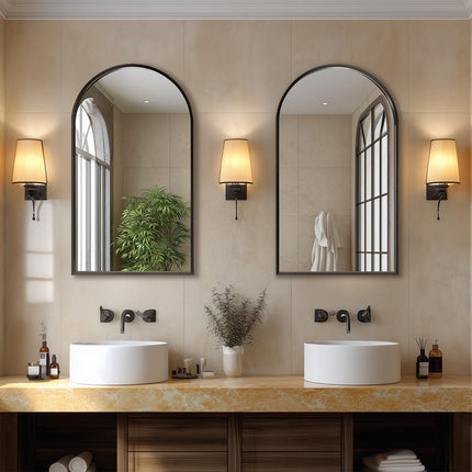 30" Black Aluminum Arch Framed Accent Mirror