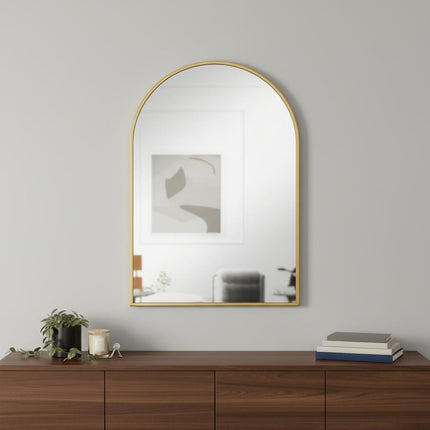 30" Gold Aluminum Arch Framed Accent Mirror