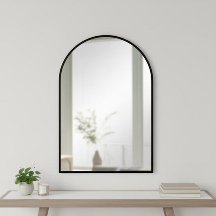 38" Black Aluminum Arch Framed Accent Mirror