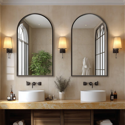38" Black Aluminum Arch Framed Accent Mirror