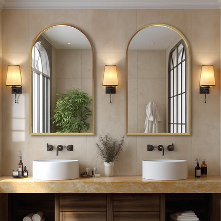38" Gold Aluminum Arch Framed Accent Mirror