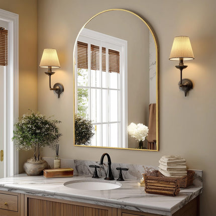 38" Gold Aluminum Arch Framed Accent Mirror