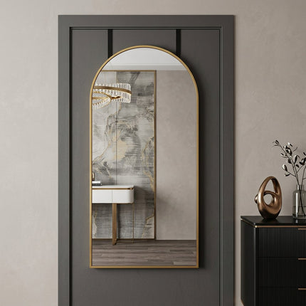 47" Gold Aluminum Arch Over the Door Framed Accent Mirror