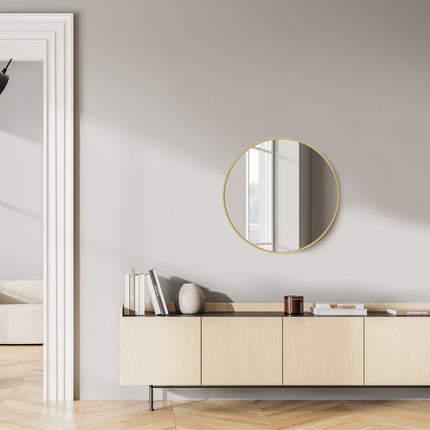 20" Gold Aluminum Round Framed Accent Mirror