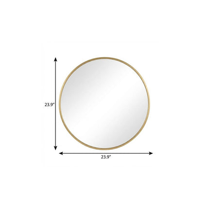 24" Gold Aluminum Round Framed Accent Mirror