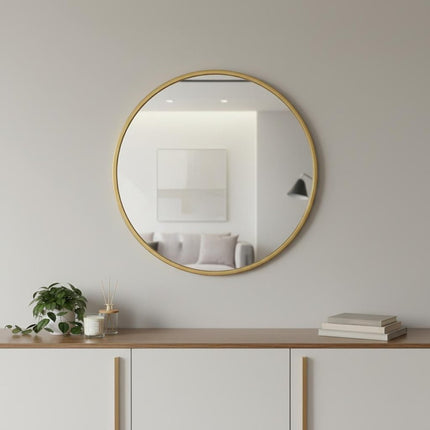 24" Gold Aluminum Round Framed Accent Mirror