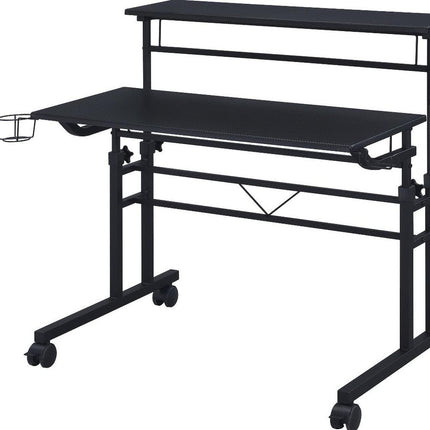Adjustable Black Wood and Stainless Steel Writing Desk