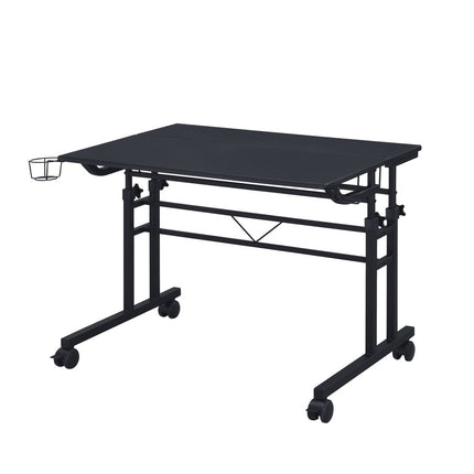 Adjustable Black Wood and Stainless Steel Writing Desk