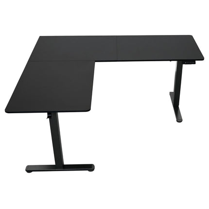 Adjustable Black Wood and Stainless Steel L Shape Standing Desk