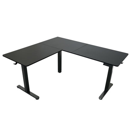 Adjustable Black Wood and Stainless Steel L Shape Standing Desk