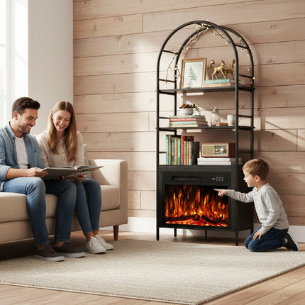 72" Black Wood Adjustable Three Tier Etagere Bookcase