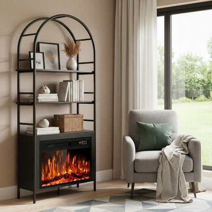72" Black Wood Adjustable Three Tier Etagere Bookcase