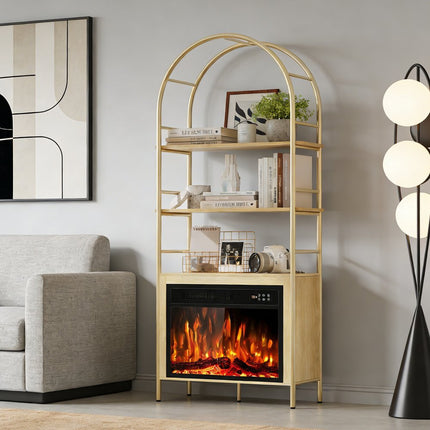 72" White Wood Adjustable Three Tier Etagere Bookcase