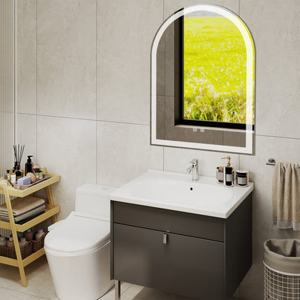 28" Silver Arch Frameless Bathroom Vanity Mirror