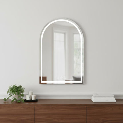 32" Silver Arch Frameless Bathroom Vanity Mirror