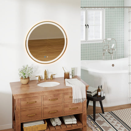 30" Silver Round Frameless Bathroom Vanity Mirror