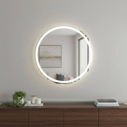 30" Silver Round Frameless Bathroom Vanity Mirror