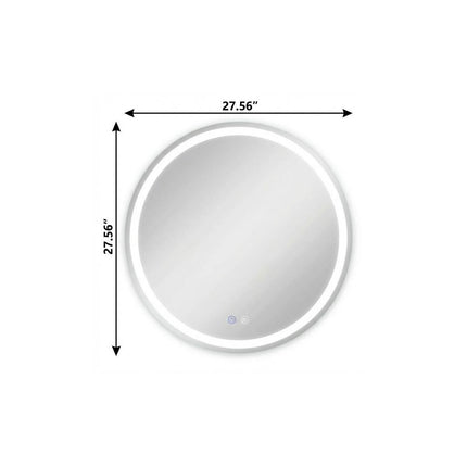 28" Silver Round Frameless Bathroom Vanity Mirror