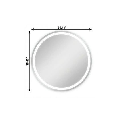 35" Silver Round Frameless Bathroom Vanity Mirror
