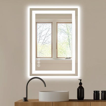 27" Silver Lighted Frameless Bathroom Vanity Mirror