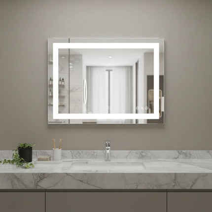 27" Silver Lighted Frameless Bathroom Vanity Mirror